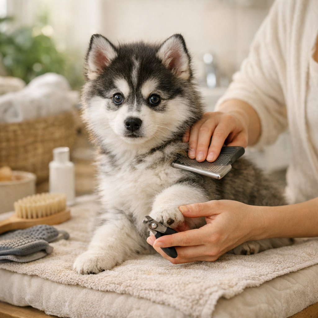 4. Toilettage d’un chiot Pomsky : les bons gestes dès le départ