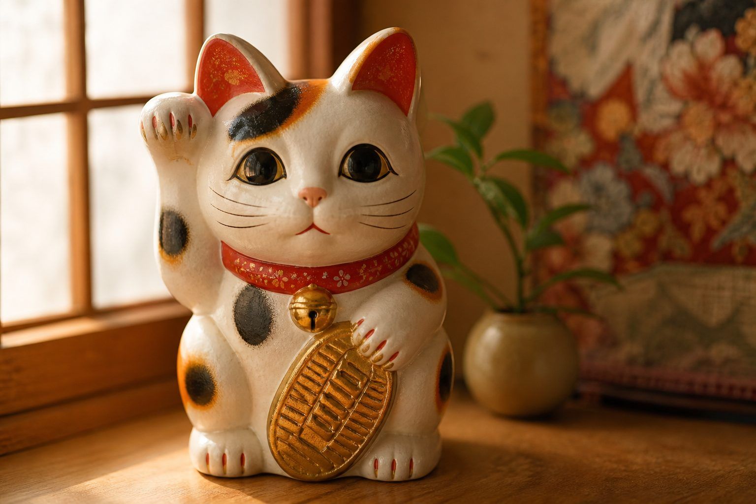 Le maneki-neko japonais&nbsp; : lire la patte, la couleur et l’objet tenu
