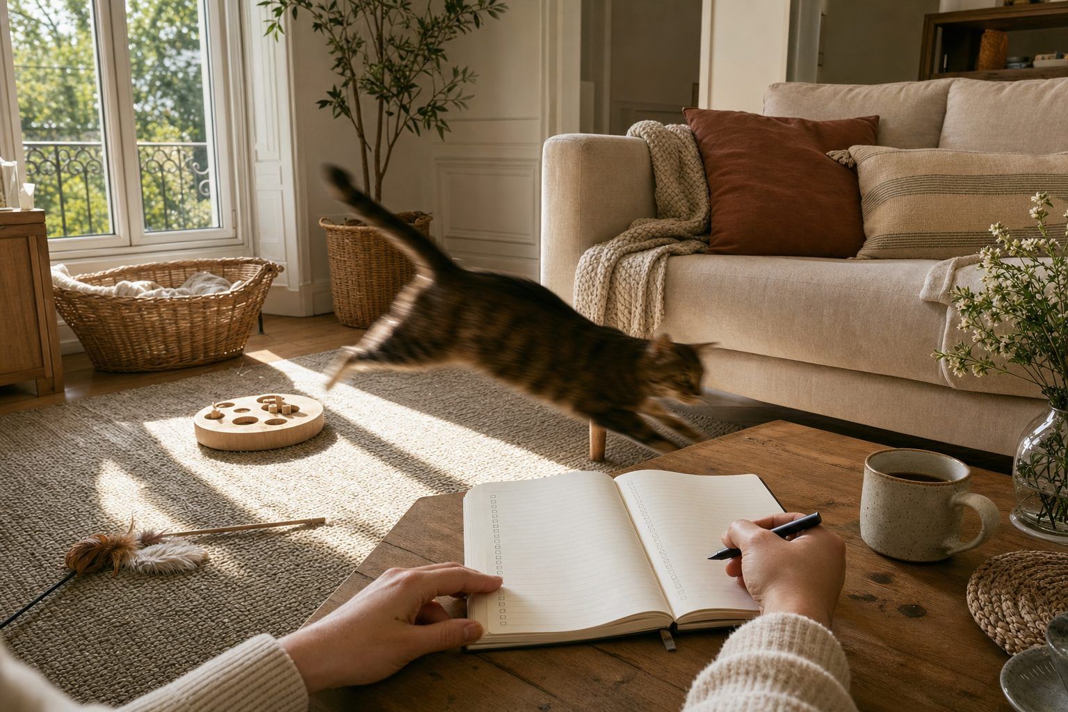 Le journal sur 7 jours : repérer ce qui déclenche votre chat foufou