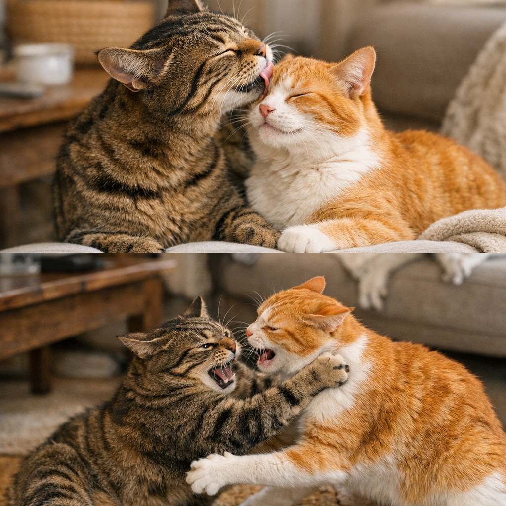 Chats qui se lèchent puis se battent&nbsp;: normal ou inquiétant&nbsp;?