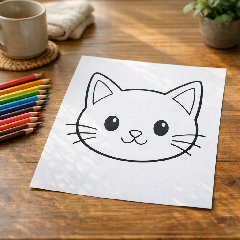 Un Dessin de Tête de Chat à imprimer rend le Coloriage facile