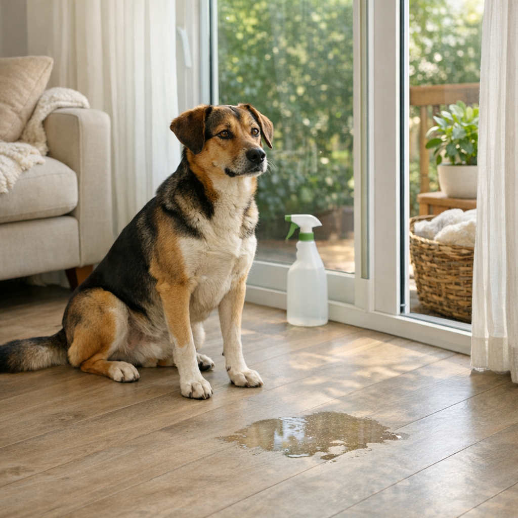 Mon chien fait pipi dans la maison devant moi : causes et réflexes
