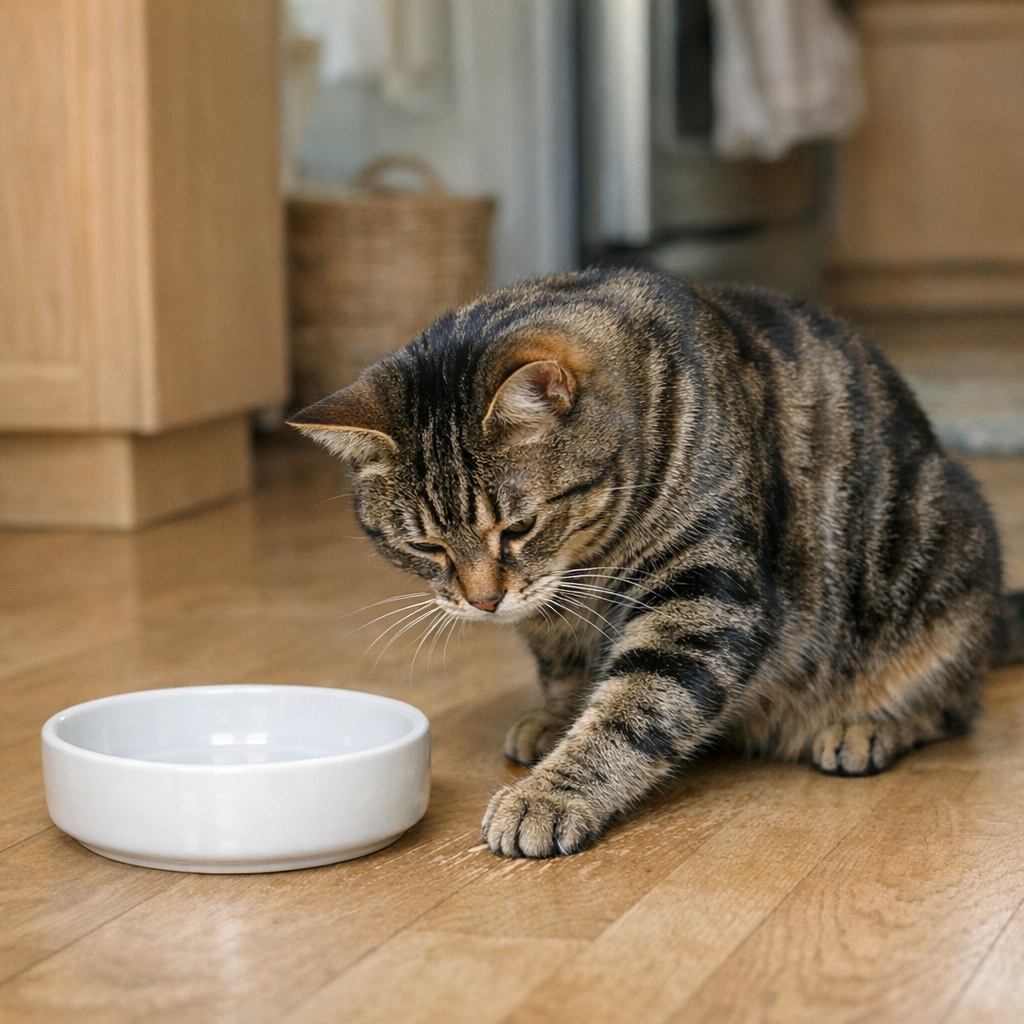 Pourquoi votre chat gratte autour de sa gamelle après le repas ?